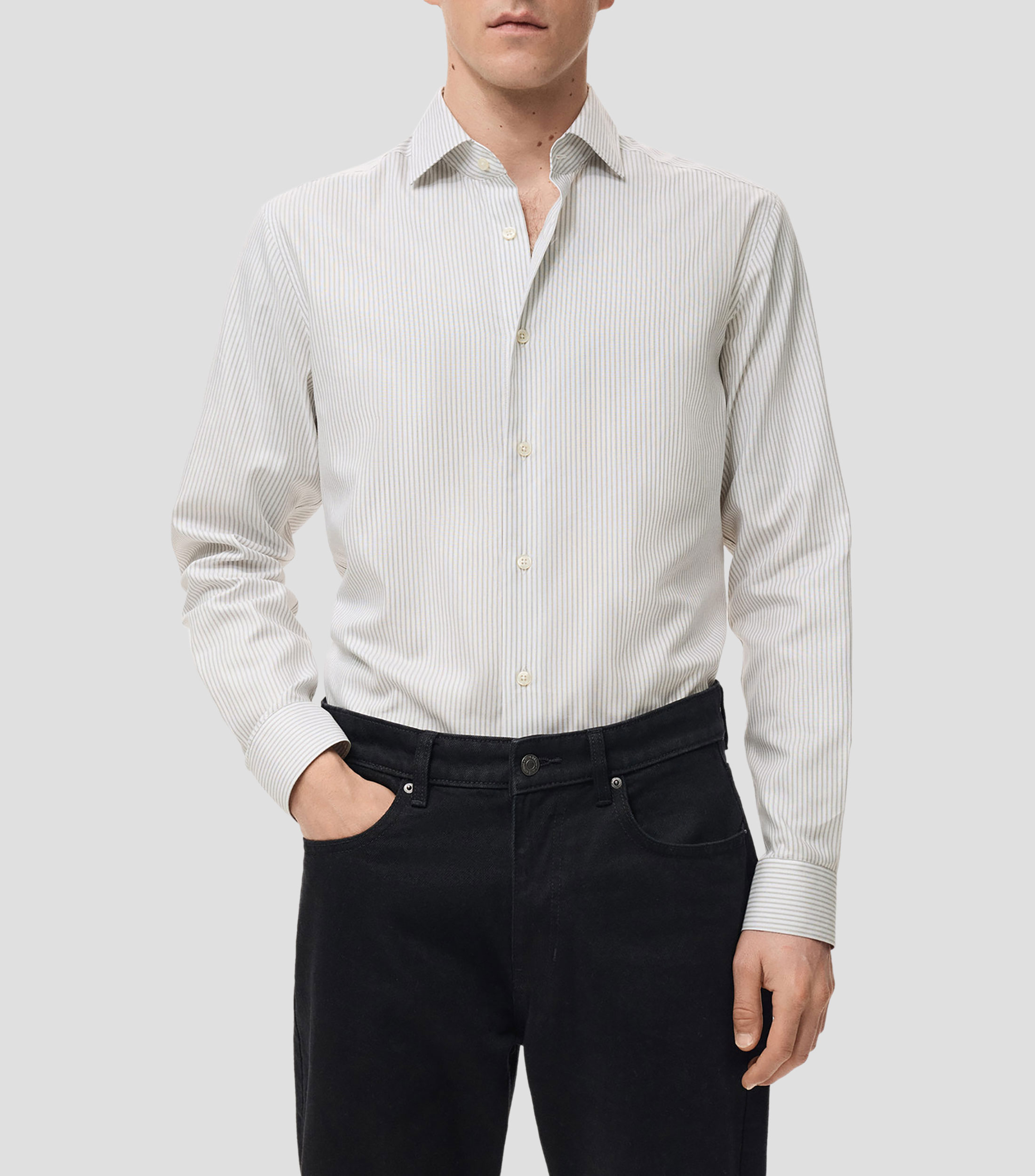 Camisa con líneas manga larga Hombre